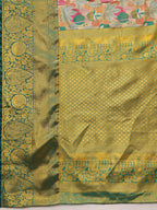 Multicolor Pure Silk Woven Zari Design Floral Saree with Unstitched Blouse - Hiral Fashion