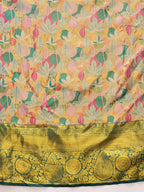 Multicolor Pure Silk Woven Zari Design Floral Saree with Unstitched Blouse - Hiral Fashion