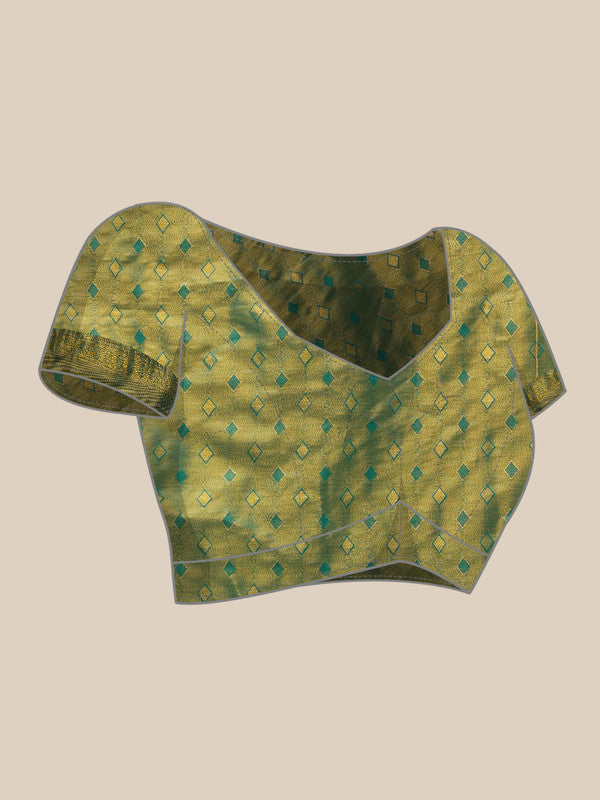 Multicolor Pure Silk Woven Zari Design Floral Saree with Unstitched Blouse - Hiral Fashion