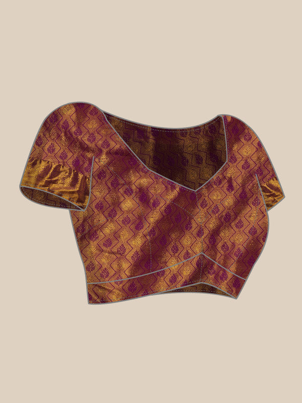 Mustard Pure Silk Woven Zari Design Floral Saree with Unstitched Blouse - Hiral Fashion