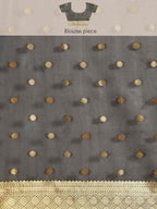 Black Pure Silk Zari Woven Polka Dots Saree with Unstitched Blouse - Hiral Fashion