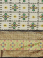 Hiral Fashion Beige Ikat Art Silk Geomatric Woven Design Saree