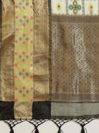 Hiral Fashion Beige Ikat Art Silk Geomatric Woven Design Saree