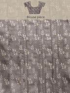 Brown Silk Blend Digital Print Floral Saree with Unstitched Blouse - Hiral Fashion