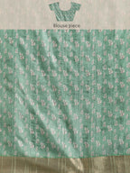 Green Silk Blend Digital Print Floral Saree with Unstitched Blouse - Hiral Fashion