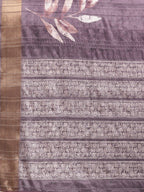Lavender Silk Blend Digital Print Floral Saree with Unstitched Blouse - Hiral Fashion