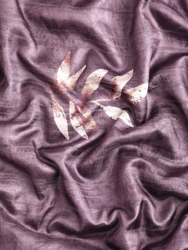 Lavender Silk Blend Digital Print Floral Saree with Unstitched Blouse - Hiral Fashion
