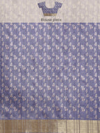 Royal Blue Silk Blend Digital Print Floral Saree with Unstitched Blouse - Hiral Fashion