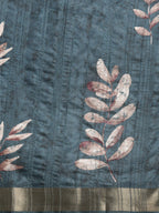 Turquoise Silk Blend Digital Print Floral Saree with Unstitched Blouse - Hiral Fashion