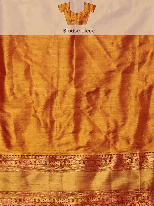 Gray Pure Silk Woven Zari Design Floral Saree with Unstitched Blouse - Hiral Fashion