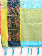 Blue Silk Blend Woven Zari Design Geomatric Saree with Unstitched Blouse - Hiral Fashion