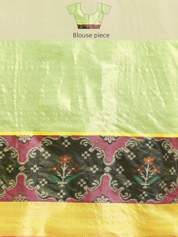 Blue Silk Blend Woven Zari Design Geomatric Saree with Unstitched Blouse - Hiral Fashion