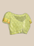 Green Silk Blend Woven Zari Design Striped Saree with Unstitched Blouse - Hiral Fashion