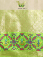 Gray Silk Blend Woven Zari Design Geomatric Saree with Unstitched Blouse - Hiral Fashion