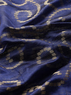 Navy Blue Silk Blend Woven Zari Design Floral Saree with Unstitched Blouse - Hiral Fashion