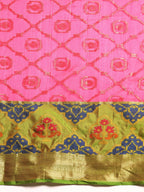 Pink Silk Blend Woven Zari Design Geomatric Saree with Unstitched Blouse - Hiral Fashion