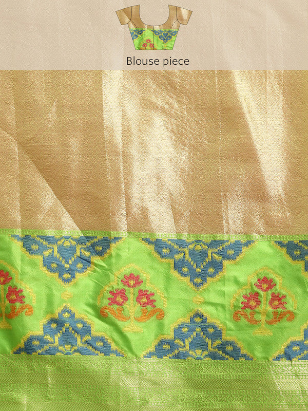 Pink Silk Blend Woven Zari Design Geomatric Saree with Unstitched Blouse - Hiral Fashion