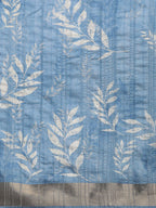 Blue Silk Blend Digital Print Floral Saree with Unstitched Blouse - Hiral Fashion