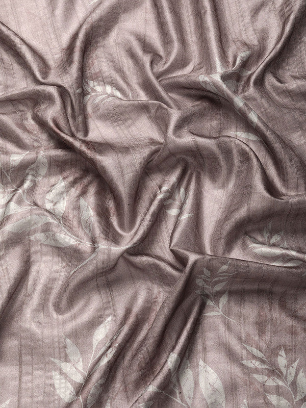 Brown Silk Blend Digital Print Floral Saree with Unstitched Blouse - Hiral Fashion