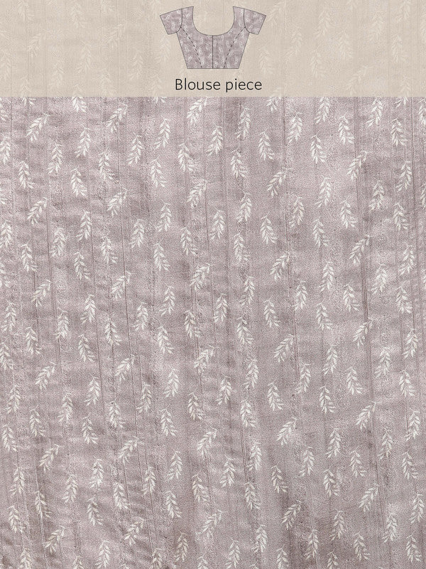 Brown Silk Blend Digital Print Floral Saree with Unstitched Blouse - Hiral Fashion