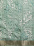 Green Silk Blend Digital Print Floral Saree with Unstitched Blouse - Hiral Fashion