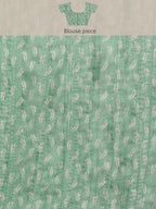 Green Silk Blend Digital Print Floral Saree with Unstitched Blouse - Hiral Fashion