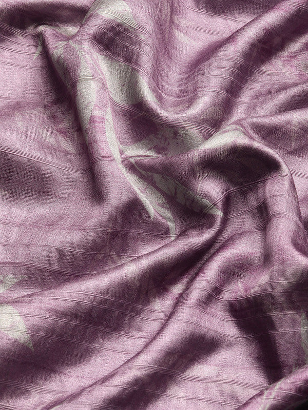 Lavender Silk Blend Digital Print Floral Saree with Unstitched Blouse - Hiral Fashion