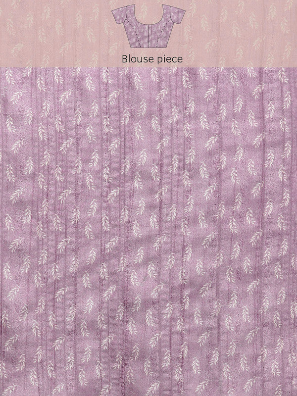 Lavender Silk Blend Digital Print Floral Saree with Unstitched Blouse - Hiral Fashion