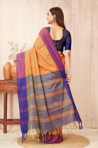 Hiral Fashion Orange Banarasi Soft Silk Solid Saree