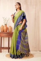 Hiral Fashion Green Banarasi Soft Silk Solid Saree