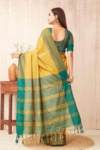Hiral Fashion Yellow Banarasi Soft Silk Solid Saree