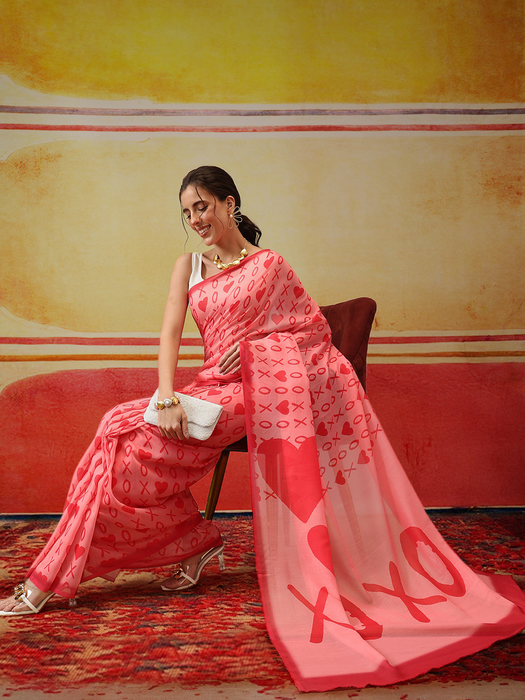 Hiral Fashion Pink Bollywood Mul Cotton Abstract Digital Printed Saree