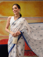 Hiral Fashion White Bollywood Mul Cotton Kalamkari Digital Printed Saree