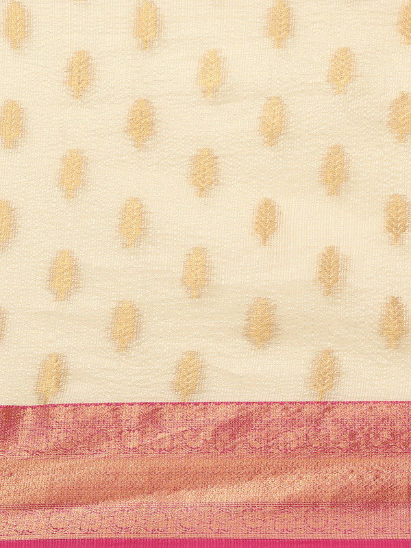 Yellow Tissue Silk Woven Zari Design Floral Saree with Unstitched Blouse - Hiral Fashion