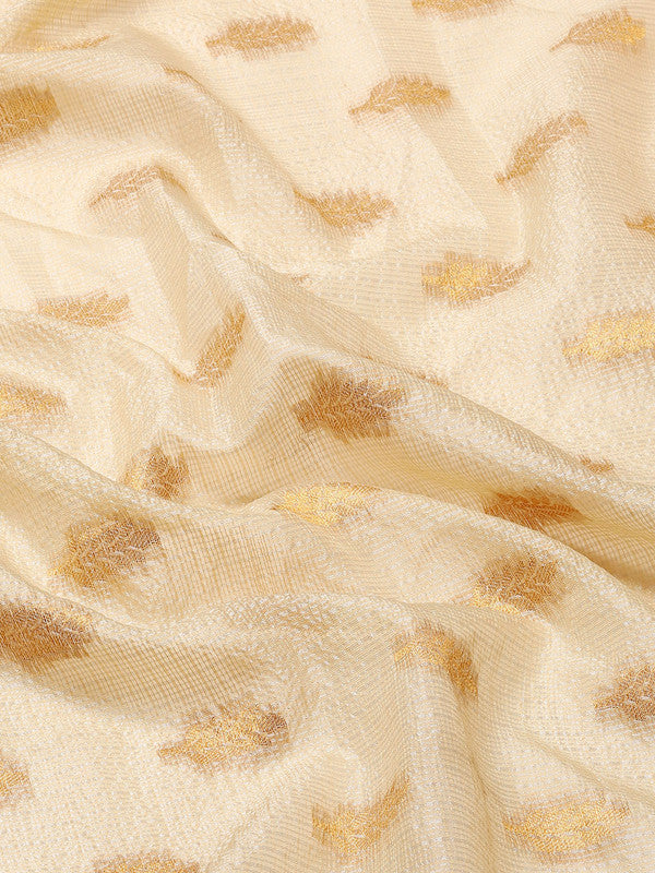Yellow Tissue Silk Woven Zari Design Floral Saree with Unstitched Blouse - Hiral Fashion