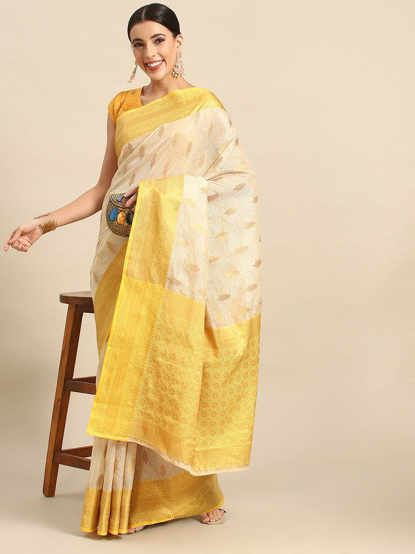 Pink Tissue Silk Woven Zari Design Floral Saree with Unstitched Blouse - Hiral Fashion