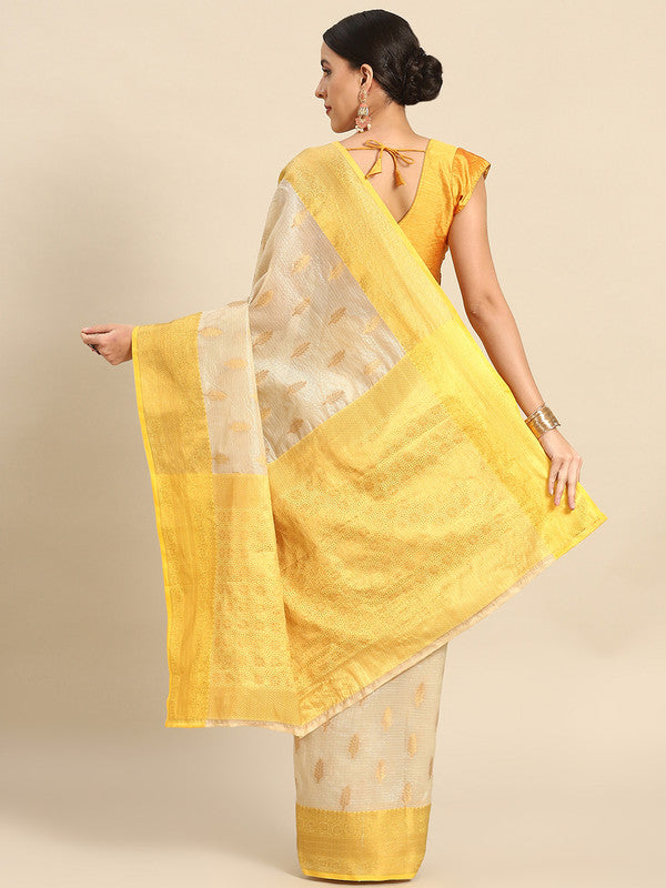Pink Tissue Silk Woven Zari Design Floral Saree with Unstitched Blouse - Hiral Fashion