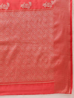 Hiral Fashion Red Banarasi Organza Silk Floral Woven Design Saree