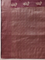 Hiral Fashion Purple Banarasi Organza Silk Floral Woven Design Saree