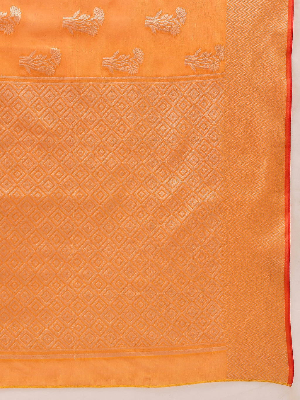 Hiral Fashion Yellow Banarasi Organza Silk Floral Woven Design Saree