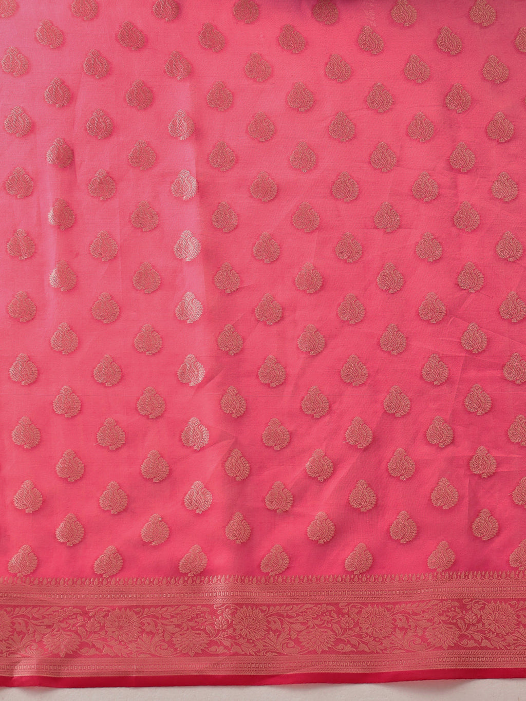 Hiral Fashion Pink Banarasi Organza Silk Floral Woven Design Saree