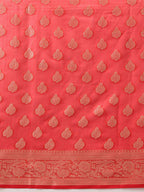 Hiral Fashion Red Banarasi Organza Silk Floral Woven Design Saree