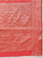 Hiral Fashion Red Banarasi Organza Silk Floral Woven Design Saree