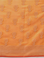 Hiral Fashion Yellow Banarasi Organza Silk Floral Woven Design Saree