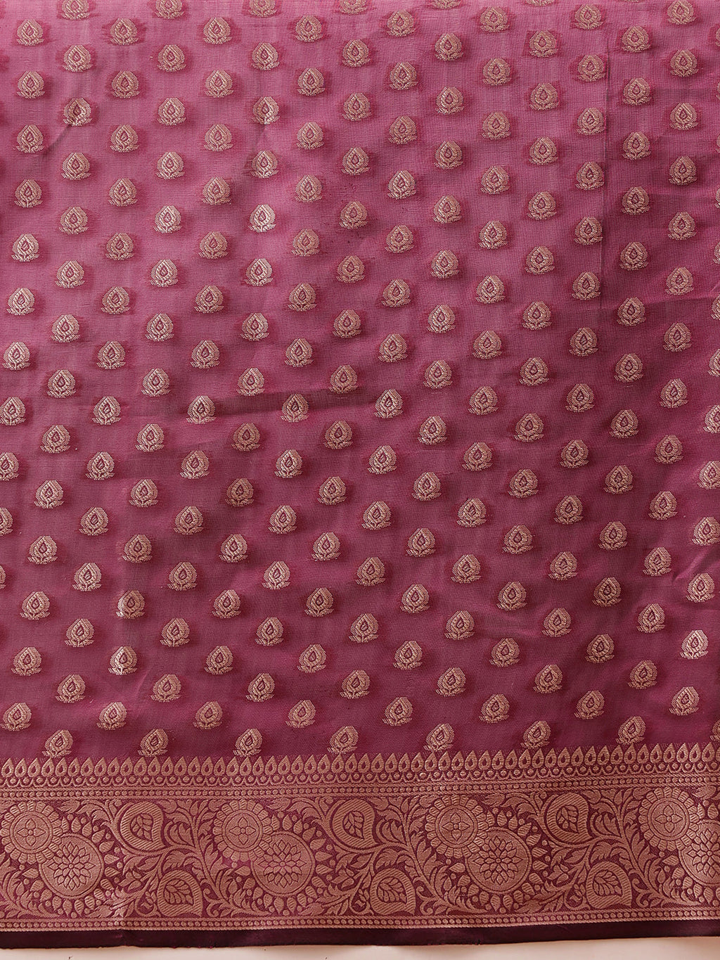 Hiral Fashion Purple Banarasi Organza Silk Floral Woven Design Saree