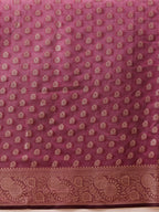 Hiral Fashion Purple Banarasi Organza Silk Floral Woven Design Saree