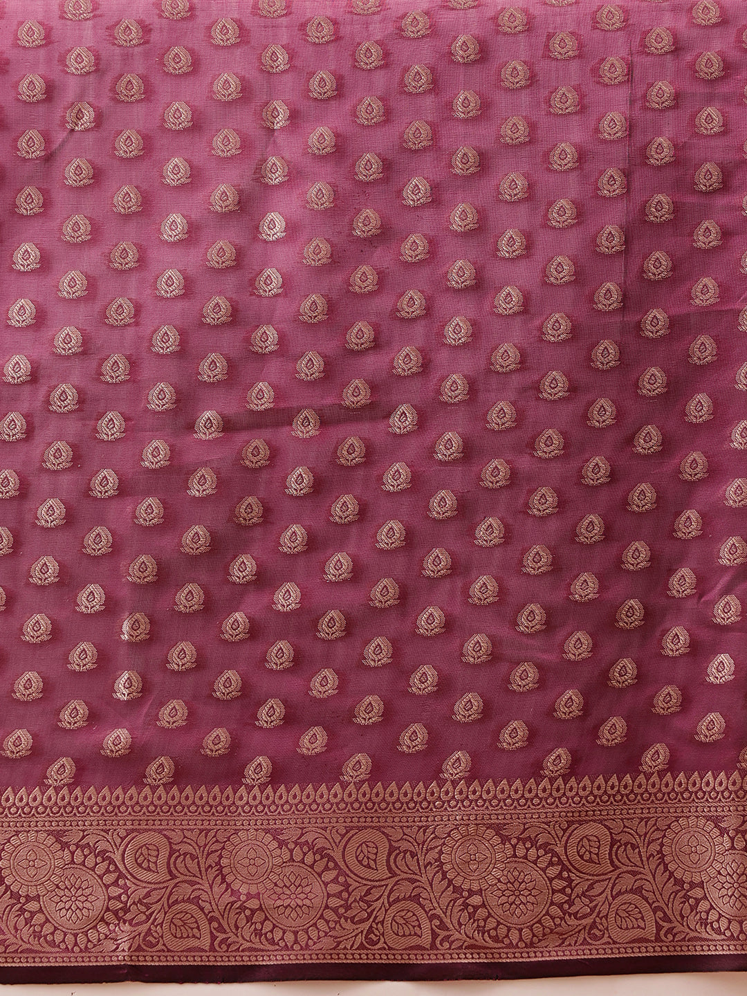 Hiral Fashion Purple Banarasi Organza Silk Floral Woven Design Saree