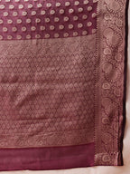 Hiral Fashion Purple Banarasi Organza Silk Floral Woven Design Saree