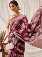 Hiral Fashion Purple Banarasi Organza Silk Lahariya Woven Design Saree
