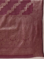 Hiral Fashion Purple Banarasi Organza Silk Lahariya Woven Design Saree